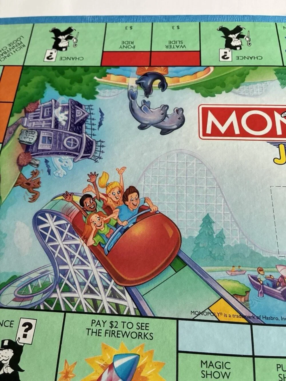 1996 Monopoly Junior Amusement Park Game Board Replacement Parker Brothers